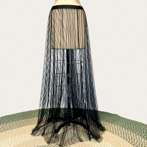Sheer mesh whimsigoth long maxi skirt black dark fairy fairycore punk goth witch - Picture 1 of 11